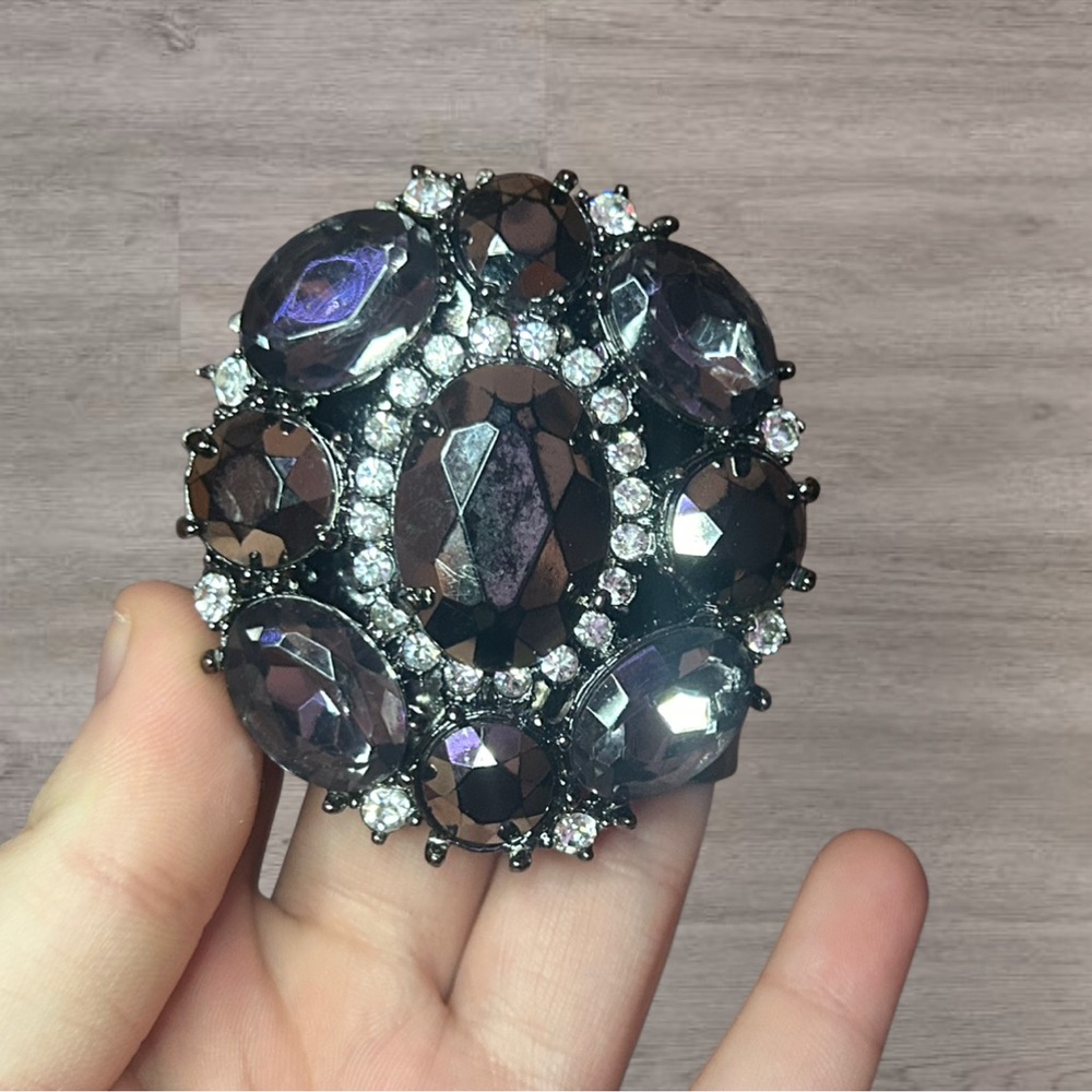 Gothic Glam Oversized Purple Rhinestone Cuff